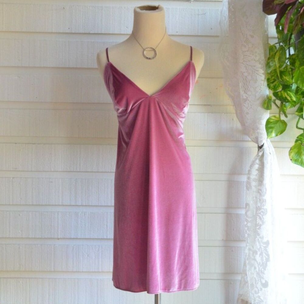Victoria's Secret Velvet Slip Dress Pink Mauve Y2K Coquette XXL